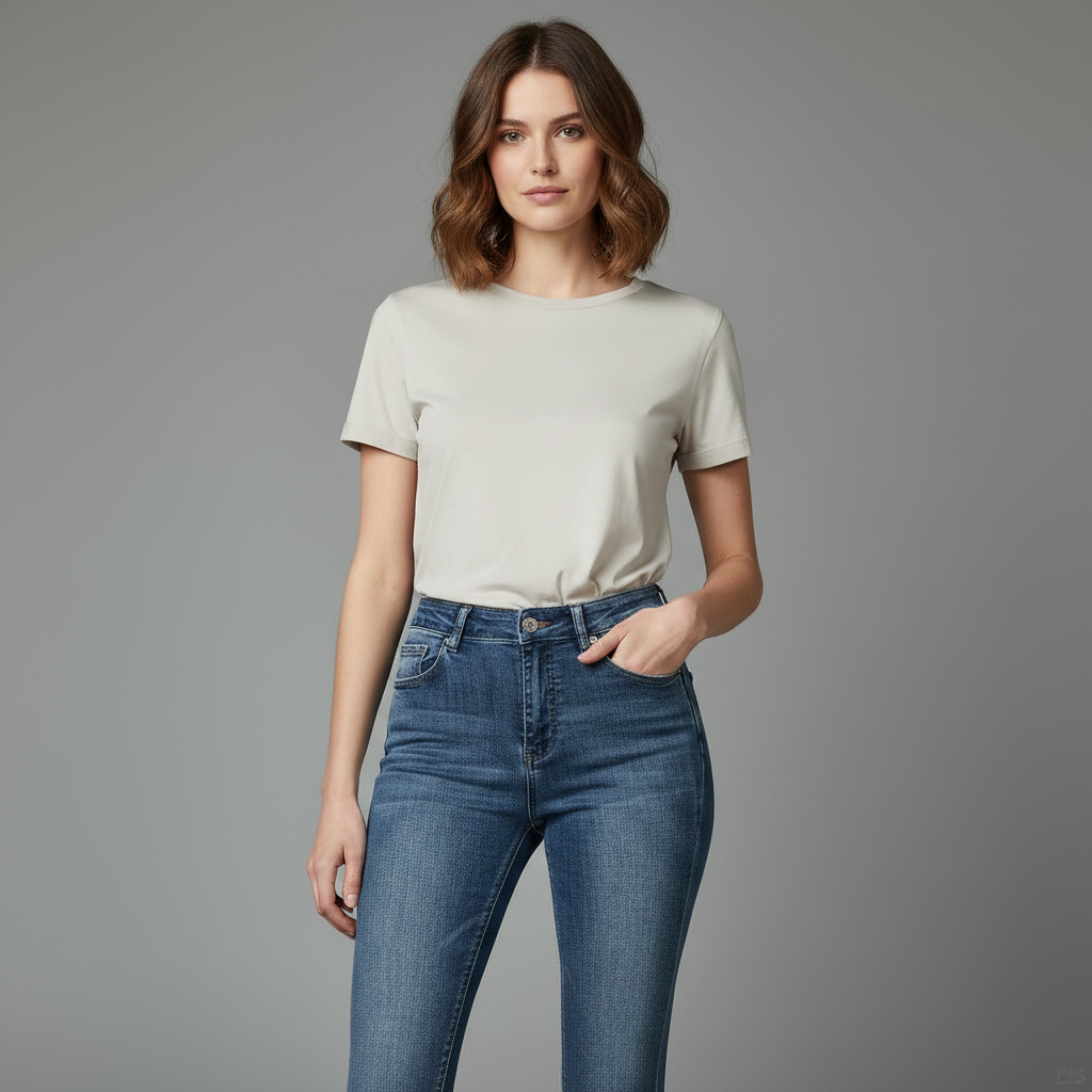 Calças de Ganga Mulher Skinny Lavagem Vintage Azul | Jeans Feminino