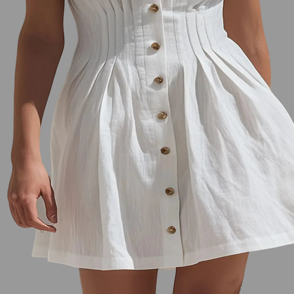 Vestido Curto Branco Retro Sem Mangas | Vestidos Mulher