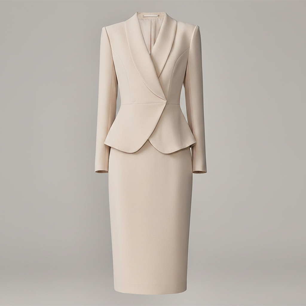 Conjunto Malha Mulher Bege | Blazer e Calça Slim