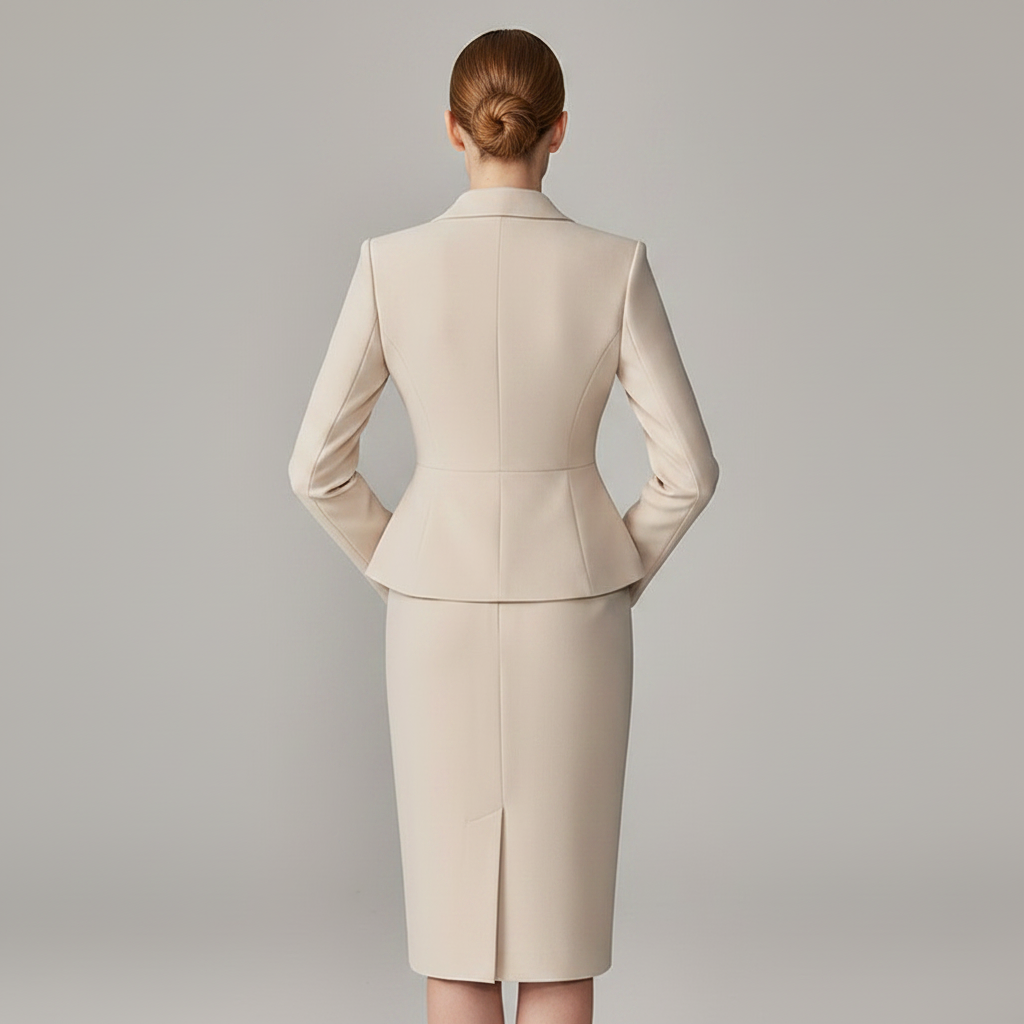 Conjunto Malha Mulher Bege | Blazer e Calça Slim