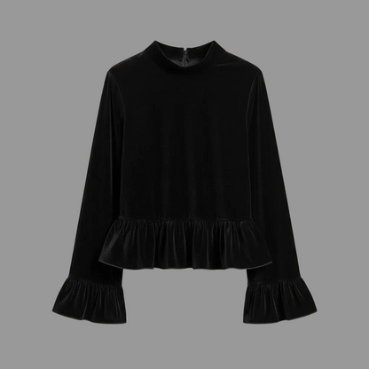 Blusa de Veludo com Babados | Blusas Senhora e Mulher