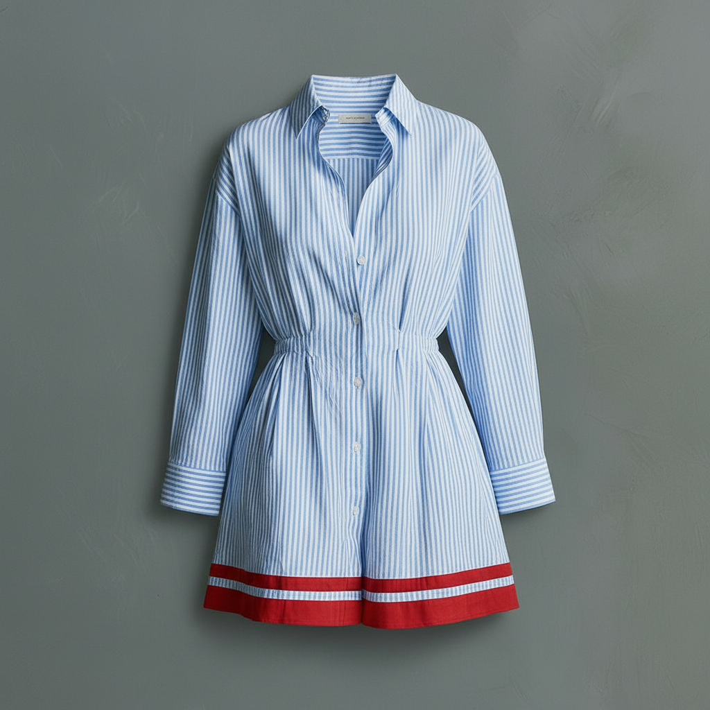 Vestido Mini Listrado Azul | Vestidos Curto Mulher