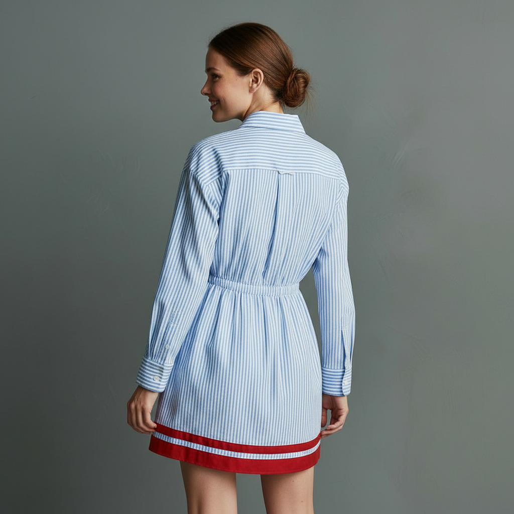 Vestido Mini Listrado Azul | Vestidos Curto Mulher