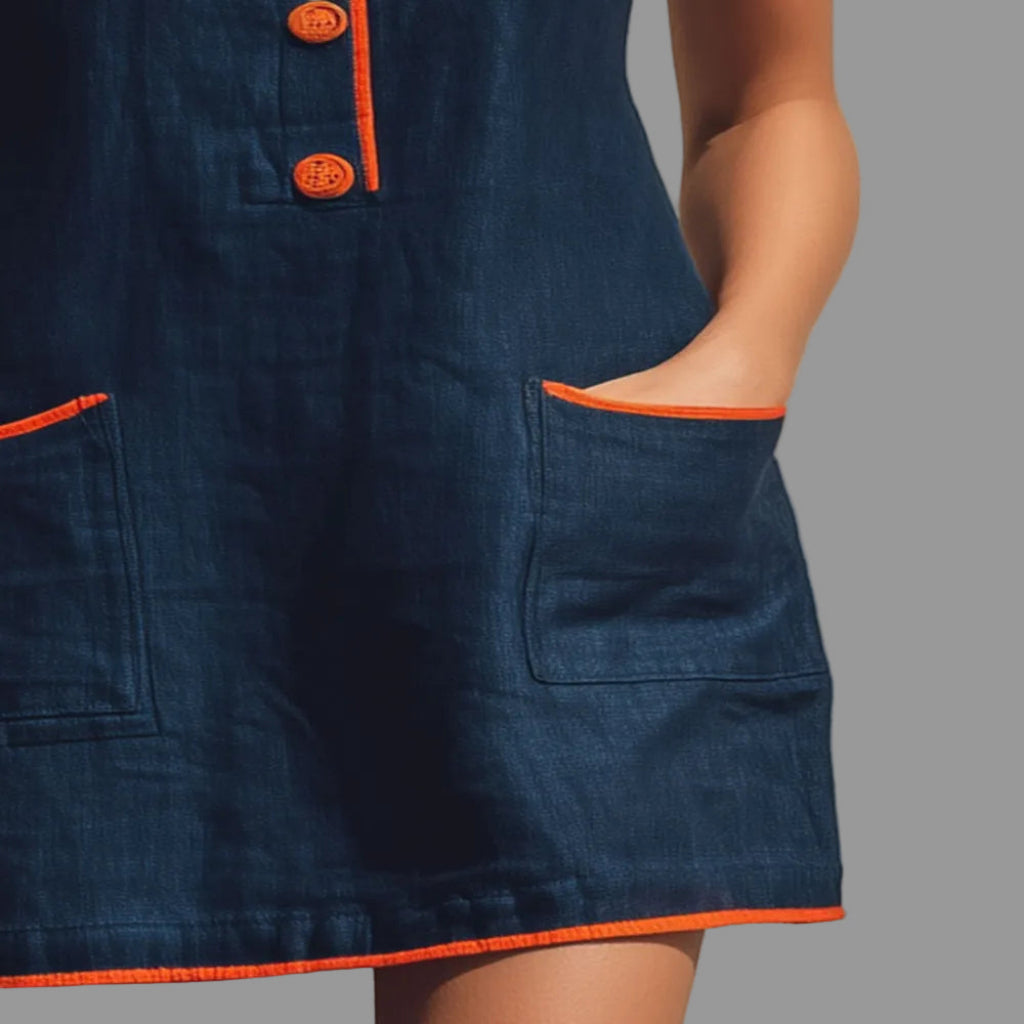 Vestido Mini Azul Sem Mangas | Vestidos Mulher Curto