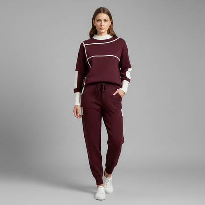 Conjunto Malha Mulher Bordô Escuro | Conjunto Esportivo Casual