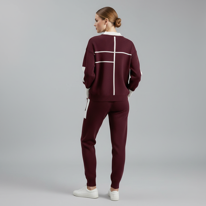 Conjunto Malha Mulher Bordô Escuro | Conjunto Esportivo Casual