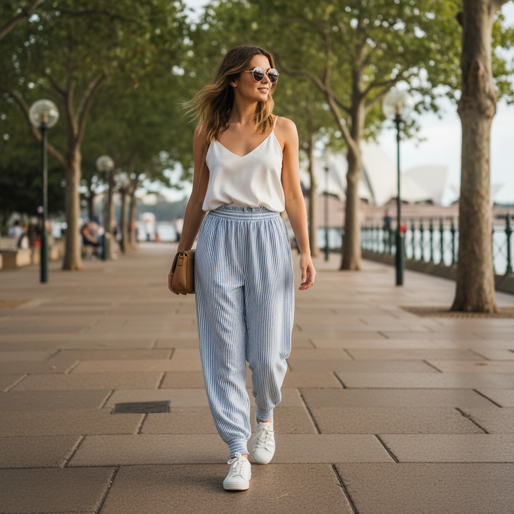 Calça Casual Azul Listrada | Conforto e Estilo
