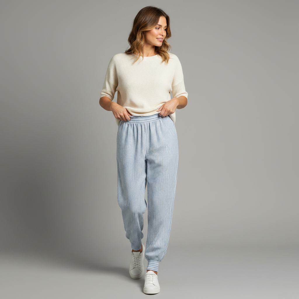 Calça Casual Azul Listrada | Conforto e Estilo