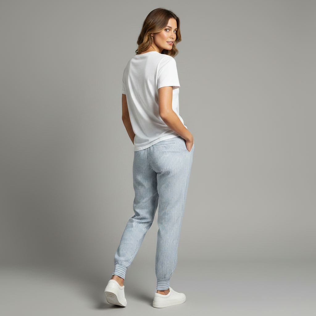 Calça Casual Azul Listrada | Conforto e Estilo