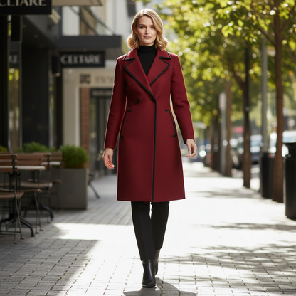 Casaco Branco Elegante com Botões Duplos | Casaco Feminino
