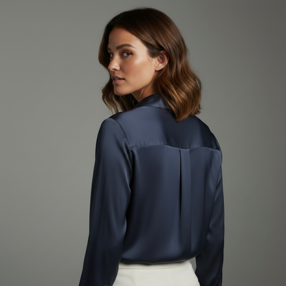 Blusa Branca de Cetim Elegante | Camisas Mulher
