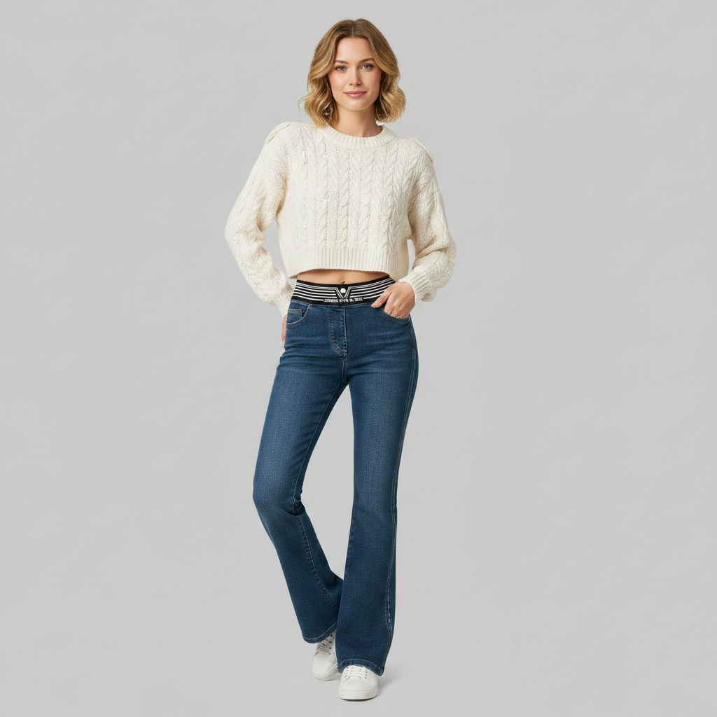 Jeans Feminino Cintura Alta Alicia | Calça Slim Flare