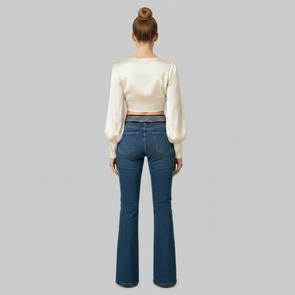 Jeans Feminino Cintura Alta Alicia | Calça Slim Flare