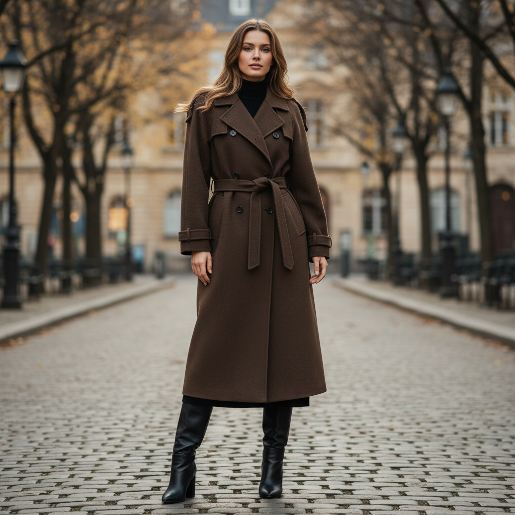 Maxi-jas com Cinto Ajustável | Casaco Feminino Elegante