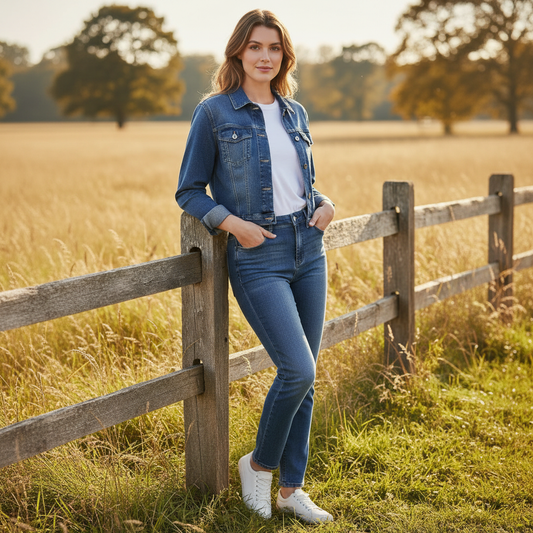 Calças de Ganga Mulher Skinny Lavagem Vintage Azul | Jeans Feminino