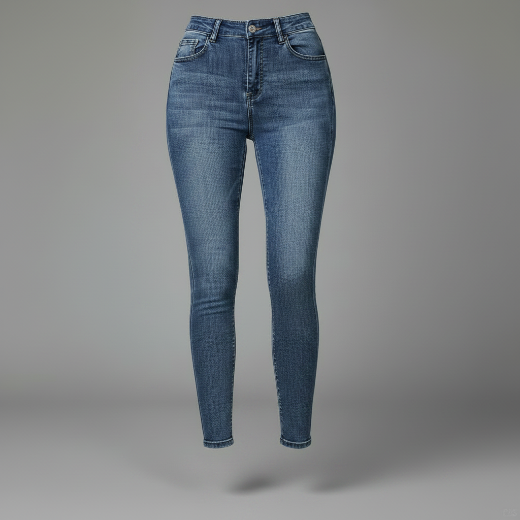 Calças de Ganga Mulher Skinny Lavagem Vintage Azul | Jeans Feminino