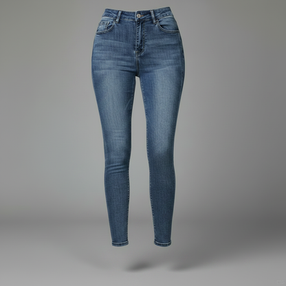 Calças de Ganga Mulher Skinny Lavagem Vintage Azul | Jeans Feminino