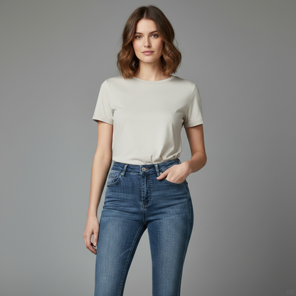 Calças de Ganga Mulher Skinny Lavagem Vintage Azul | Jeans Feminino