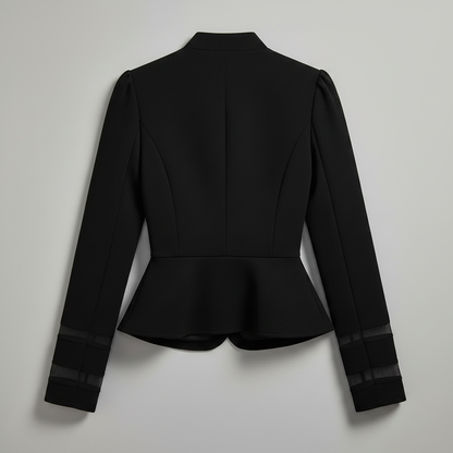 Blazer Peplum Slim Fit | Blazer Mulher com Ombros Estruturados