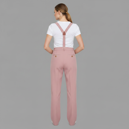 Macacão Rosa de Veludo Cotelê Ajustável | Macacão Casual