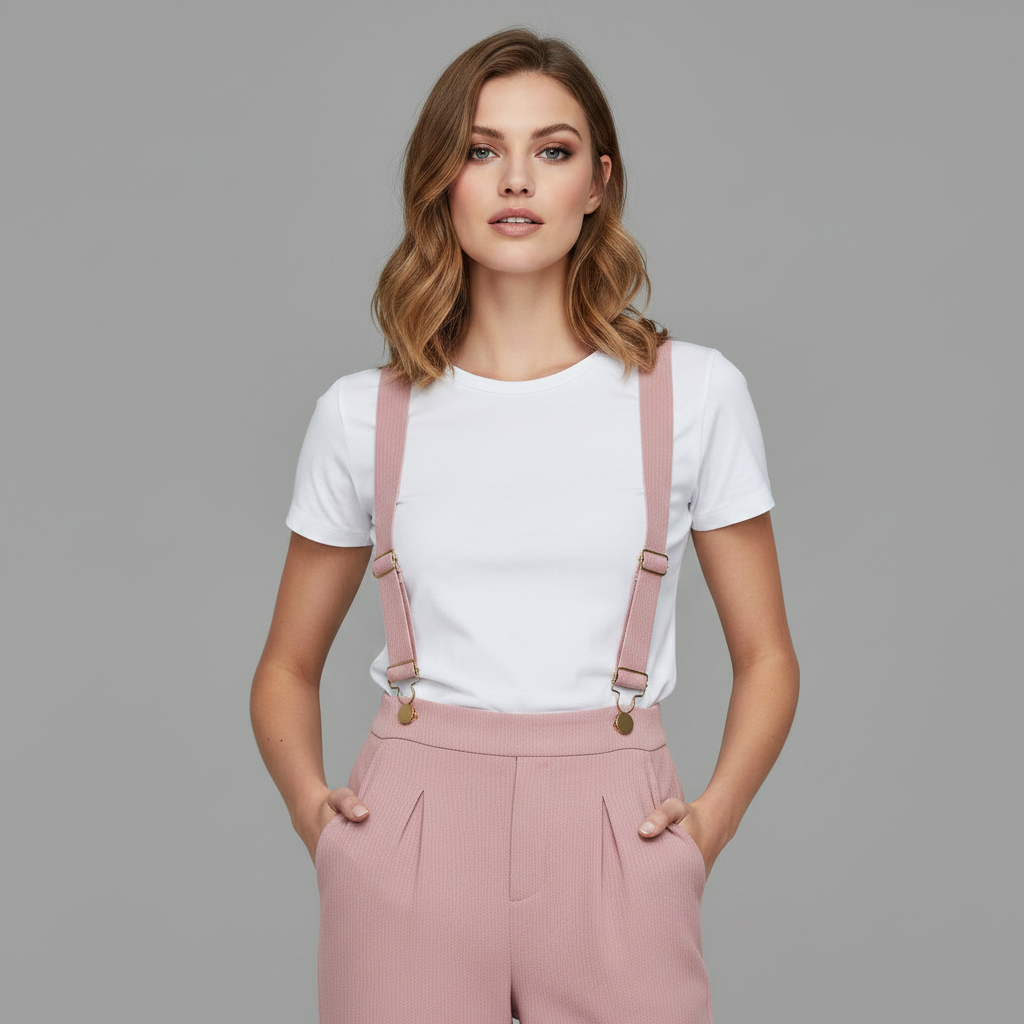 Macacão Rosa de Veludo Cotelê Ajustável | Macacão Casual