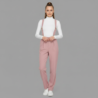 Macacão Rosa de Veludo Cotelê Ajustável | Macacão Casual