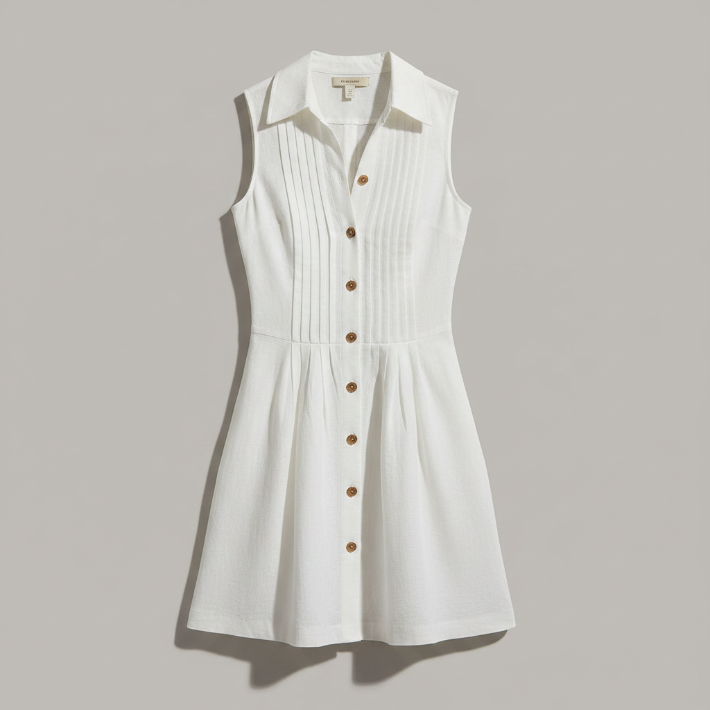 Vestido Curto Branco Retro Sem Mangas | Vestidos Mulher