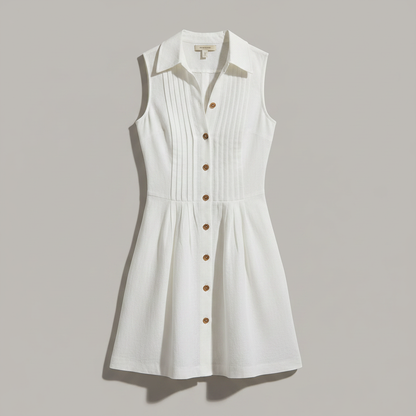 Vestido Curto Branco Retro Sem Mangas | Vestidos Mulher