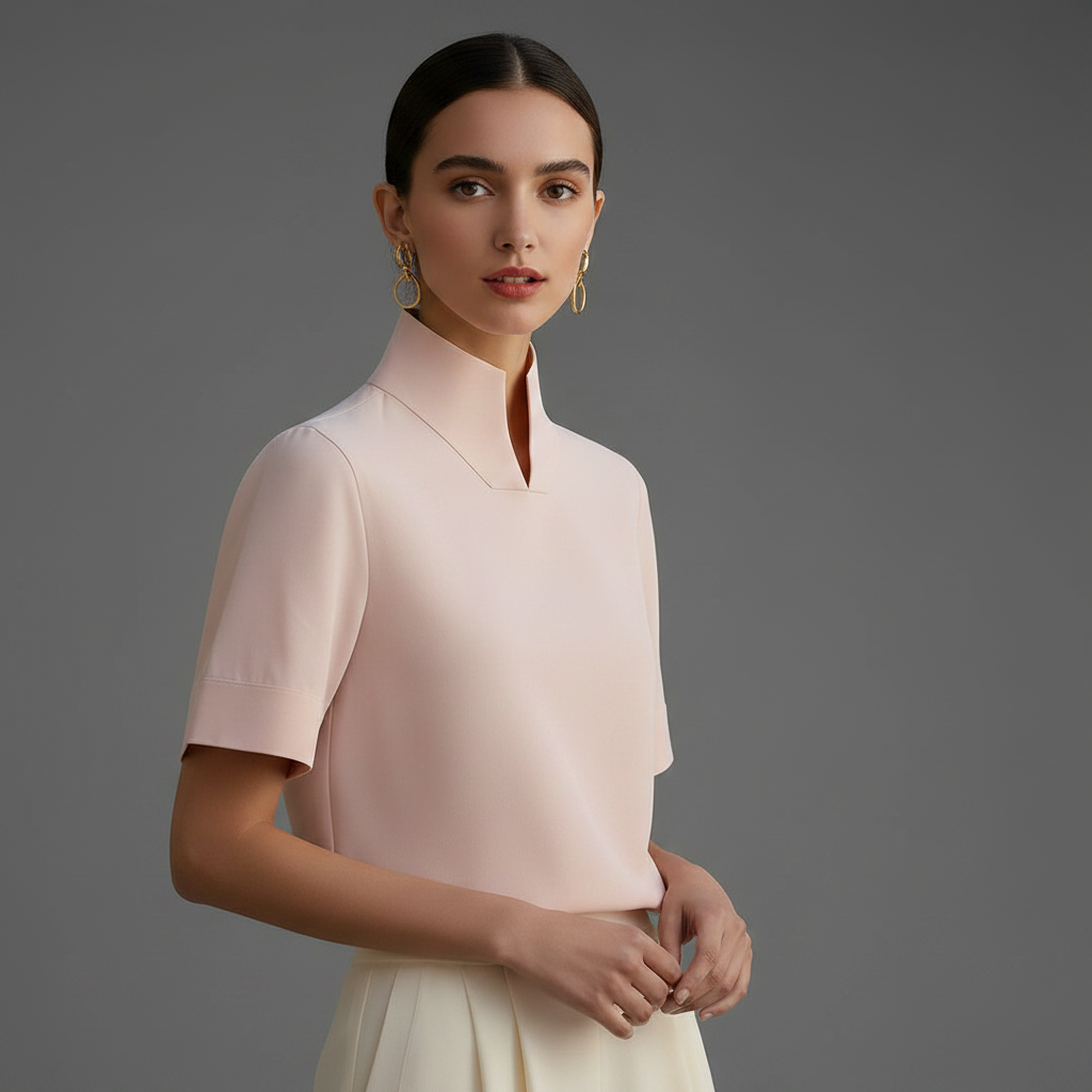 Blusa Minimalista com Gola Alta | Blusas Senhora e Mulher