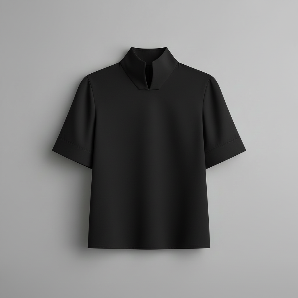 Blusa Minimalista com Gola Alta | Blusas Senhora e Mulher