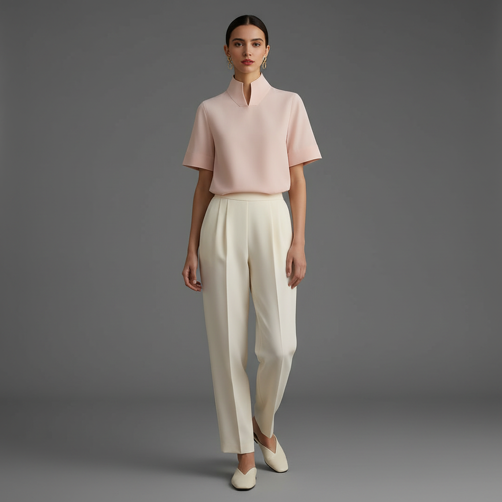 Blusa Minimalista com Gola Alta | Blusas Senhora e Mulher