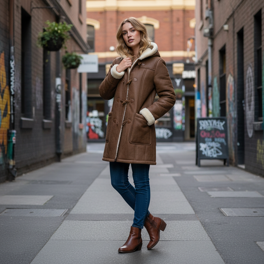 Casaco de Lã Feminino com Capuz | Jaqueta Casual de Inverno