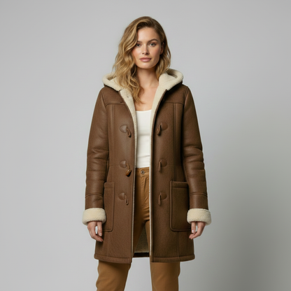 Casaco de Lã Feminino com Capuz | Jaqueta Casual de Inverno