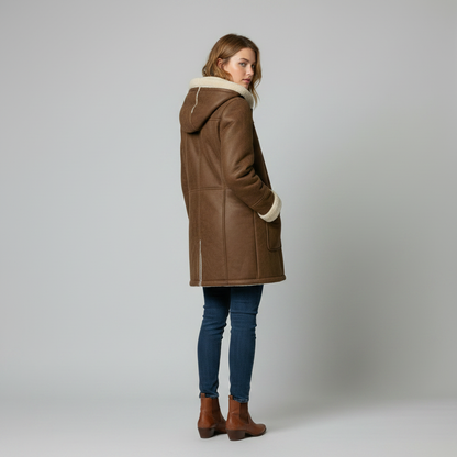 Casaco de Lã Feminino com Capuz | Jaqueta Casual de Inverno