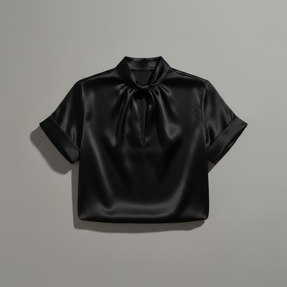 Blusa Branca Keyhole | Camisa de Cetim Feminina
