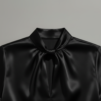 Blusa Branca Keyhole | Camisa de Cetim Feminina