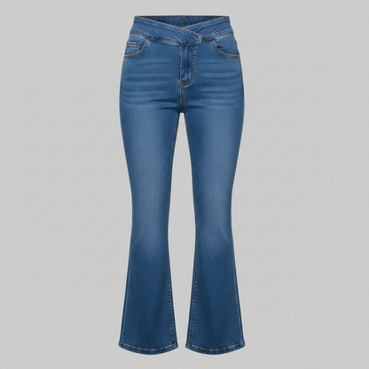 Helena | Jeans Stretch Feminino com Cintura Alta e Barra Flare